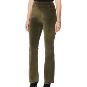 DG2 Diane Gilman Stretch Velvet Pull On Boot Cut Pant Green Medium NEW